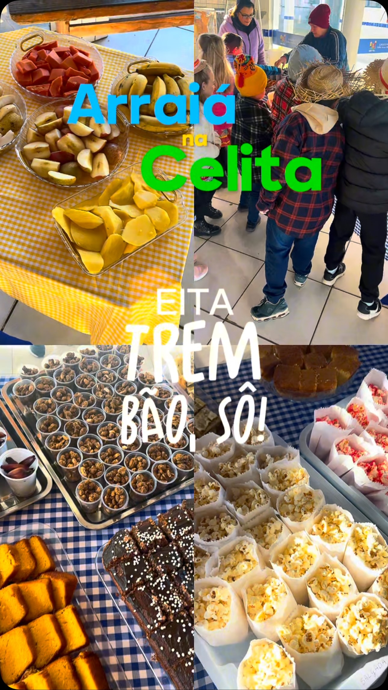 Pátio da escola durante o Arraiá da Copa